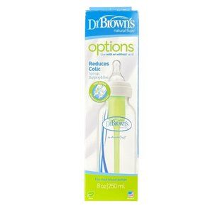 Dr. Brown's Natural Flow Options Baby Bottle 8 oz Reduces Colic Vent System Pump
